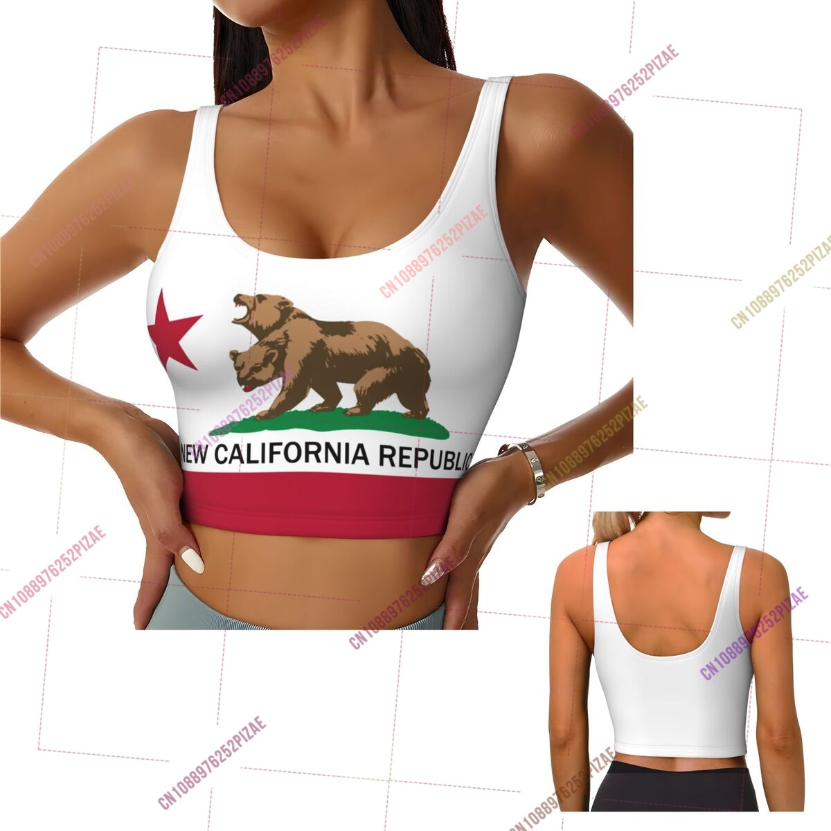 Yoga Fitness California - 2026 California Flag Women Sports Bra
