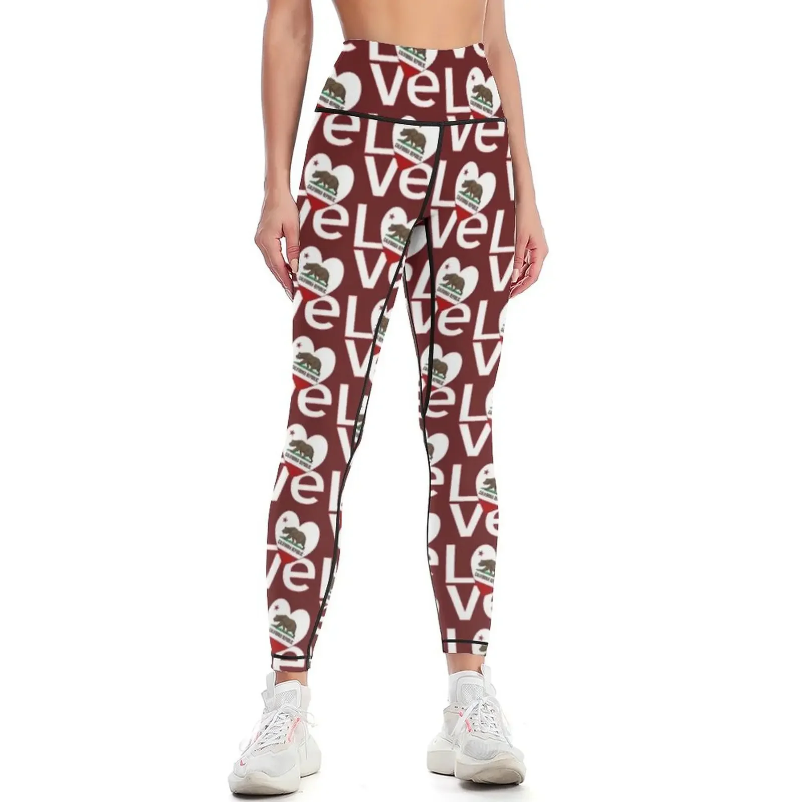 Yoga Fitness California - Red and White California LOVE Leggings