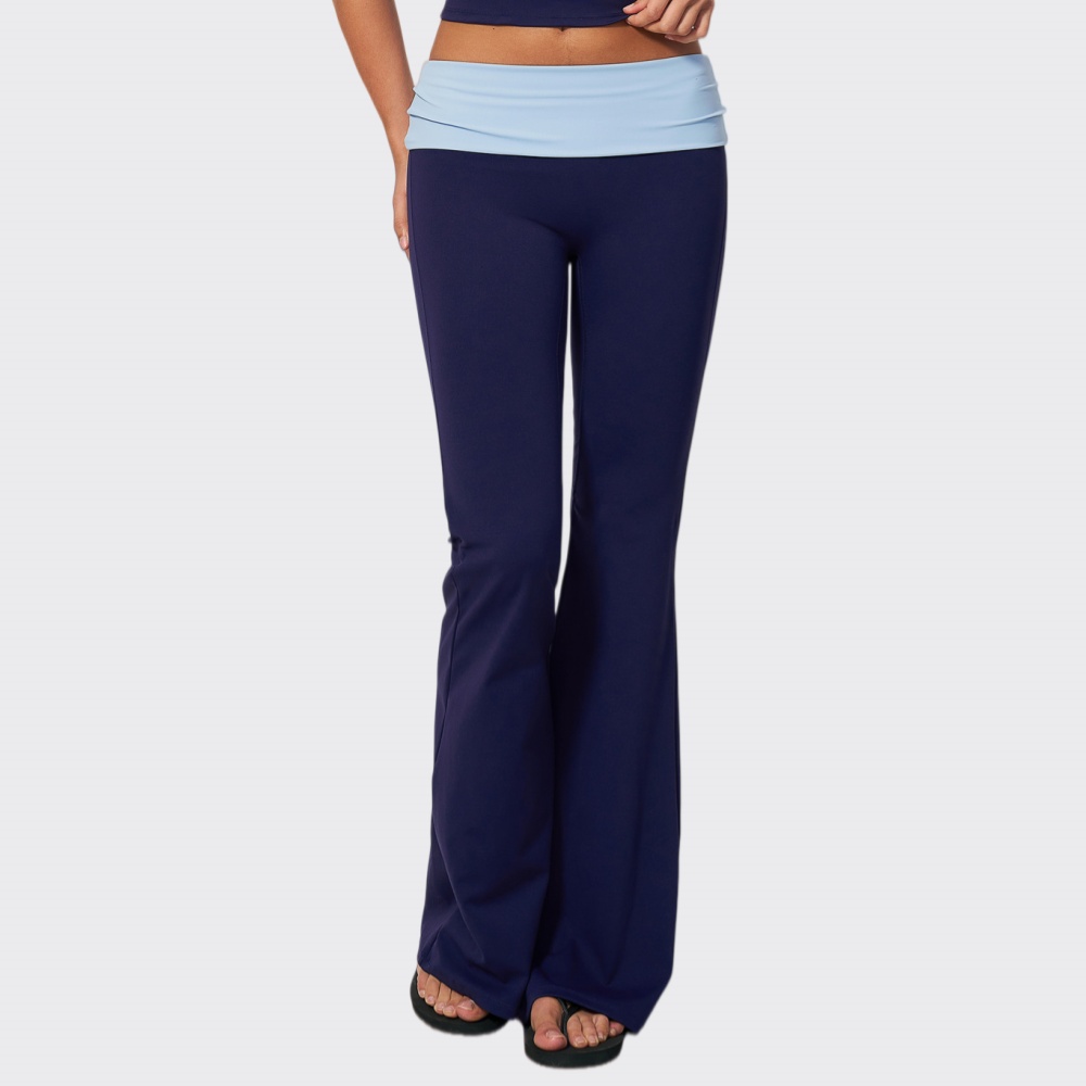 Fold Over Waist Yoga Flared Pa - J-Yoga Fitness ulasan dan harga