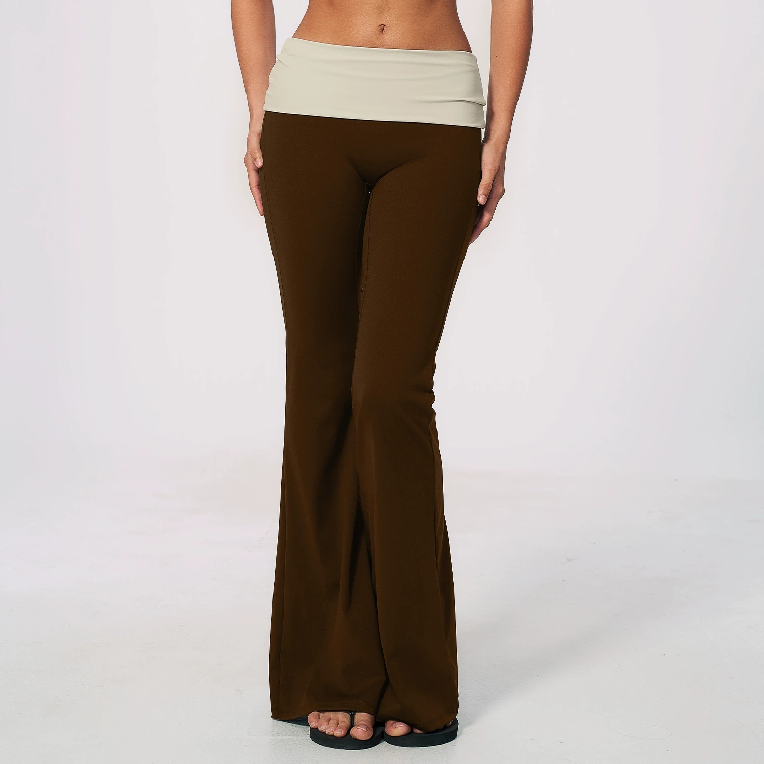 Fold Over Waist Yoga Flared Pa - J-Yoga Fitness ulasan dan harga