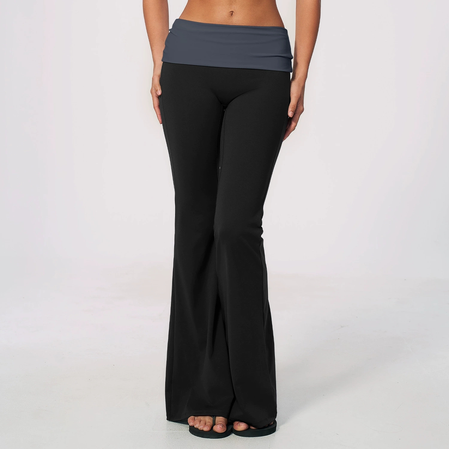 Fold Over Waist Yoga Flared Pa - J-Yoga Fitness ulasan dan harga